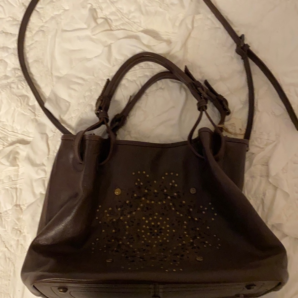 New Italian leather brown over the shoulder tote bag large purse Italy